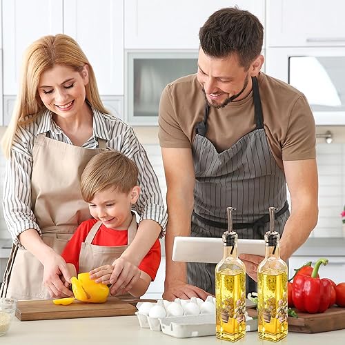 Miniatura 2 de CEDAR HOME Juego de botellas de aceite de oliva, dispensador de vidrio, vinagre de 9 onzas, con boquilla vertedora de acero inoxidable a prueba de