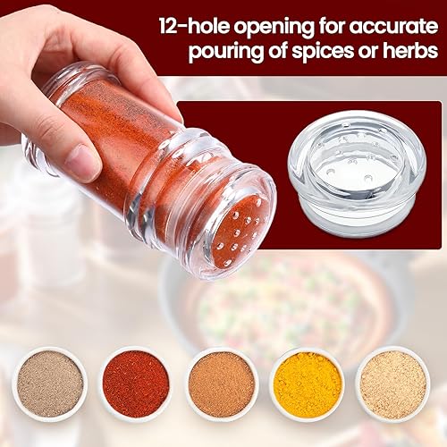 Miniatura 3 de FoldTier 24 saleros y pimenteros de plástico a granel para especias con tapa perforada, recipientes de condimentos, botellas de sal vacías