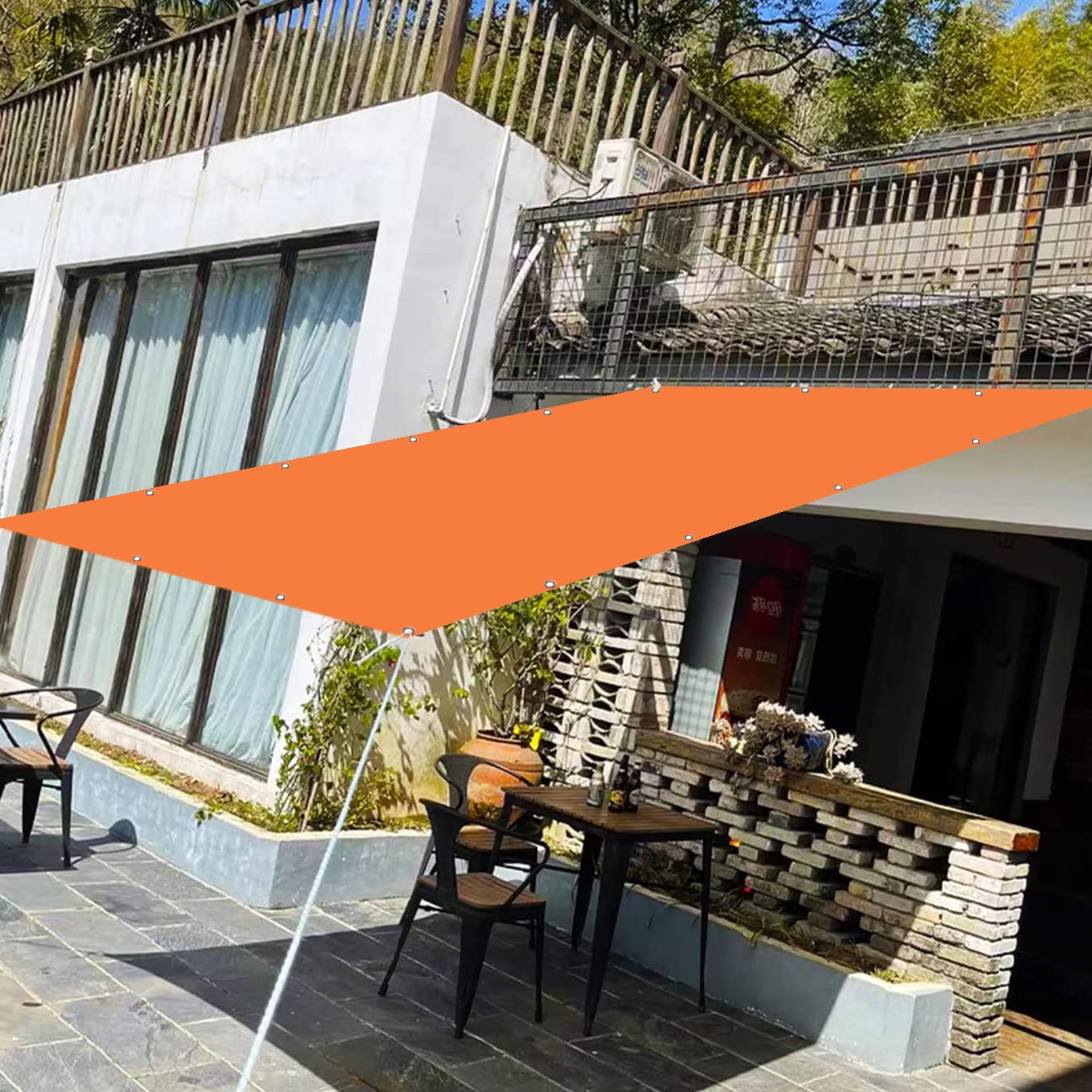 Voile ombrage étanche bloquant 98% UV avec corde pour balcon