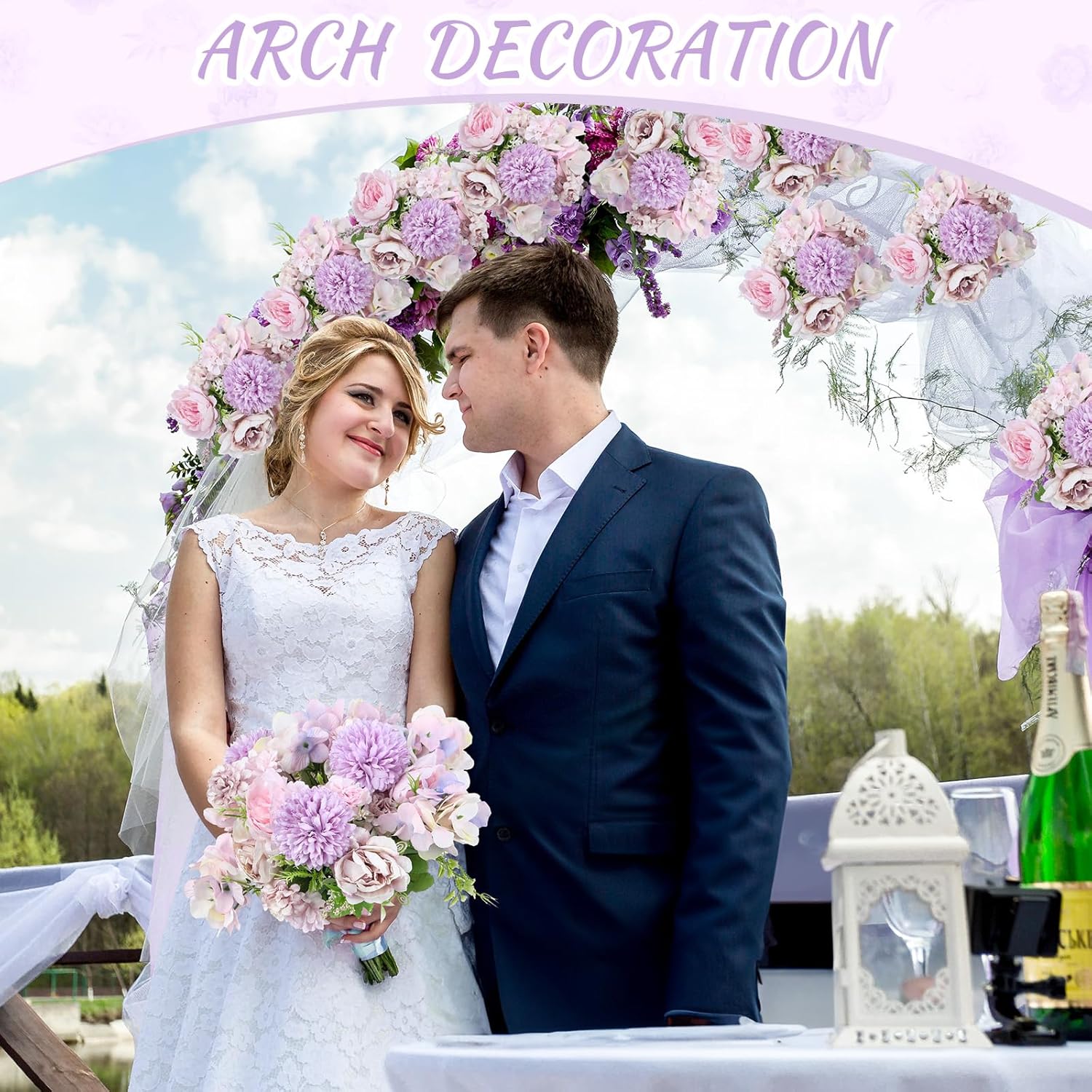 Lyrow 8 Pcs Peony Artificial Flowers Fake Silk Hydrangea Bouquet Elegant Peony Flowers for Wedding Decoration Faux Realistic Floral for Home Party Table Centerpieces Arrangement (Light Purple) - Image 4