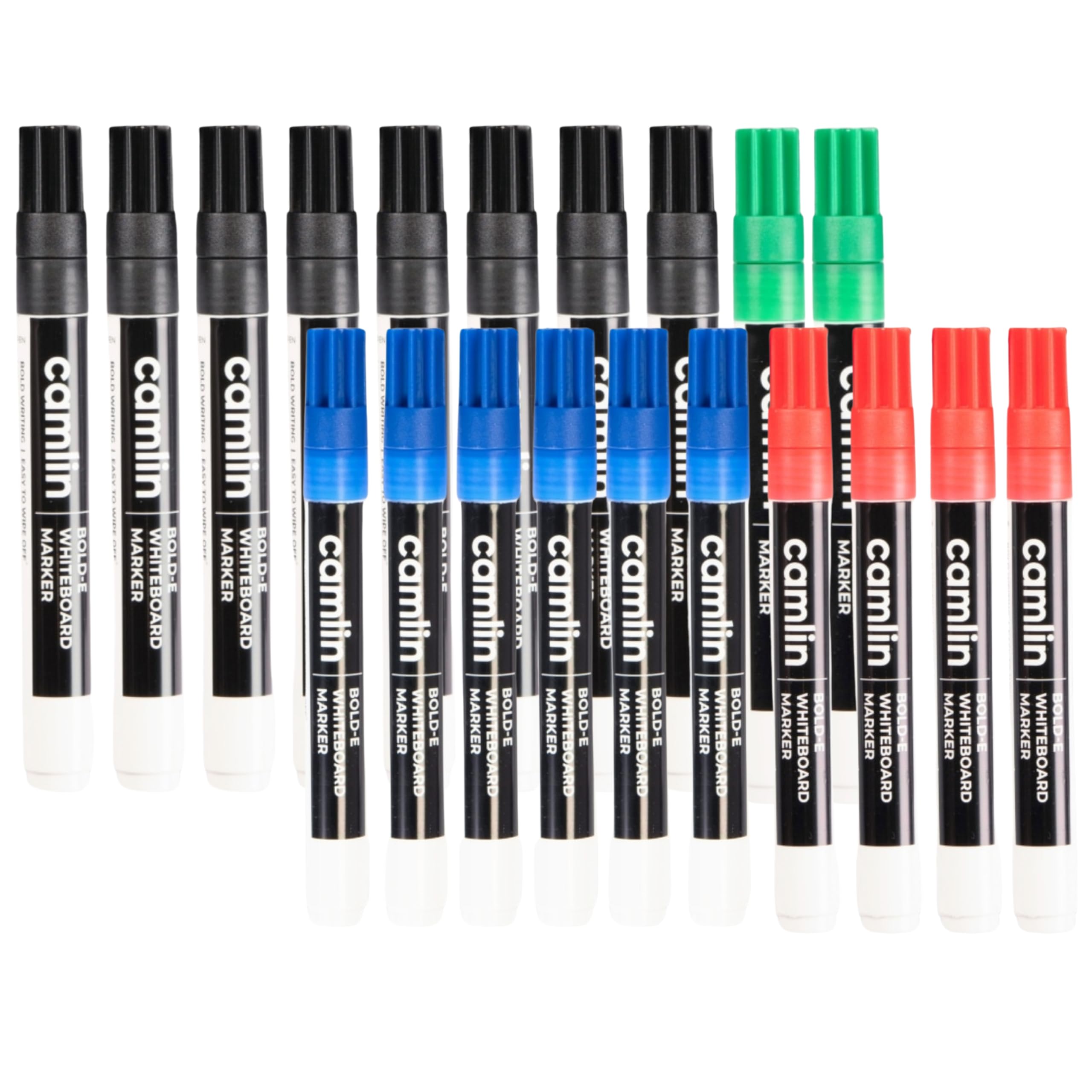 Camel Camlin Kokuyo Bold-E WhiteBoard Marker Pen, Non-Toxic, Safe for Children (Red, Black, Blue, Green), 20pcs, Multicolored-image-18