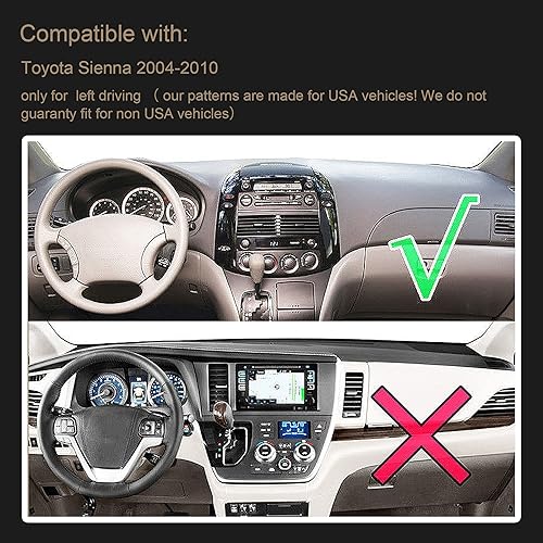 Miniatura 5 de SPEEDWOW Tapete para cubierta de tablero de instrumentos compatible con Toyota Sienna 2004-2010