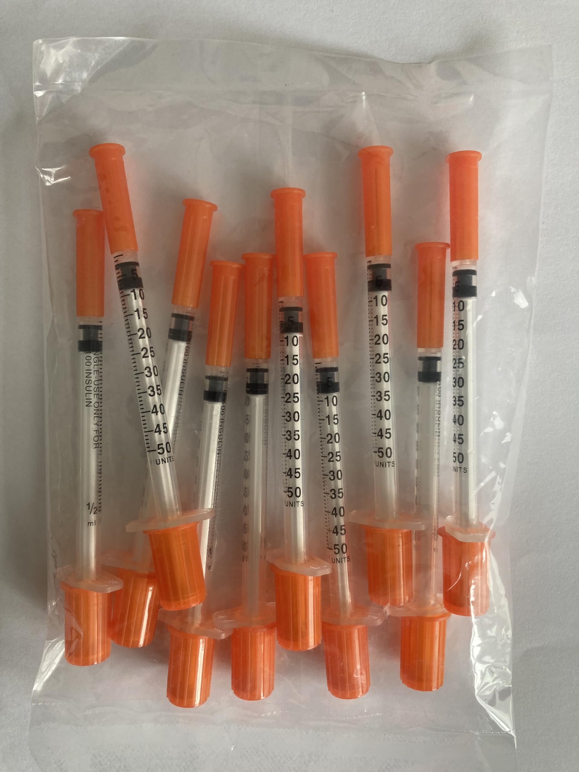 Sterile 0,5 ml 30 G 8 mm Ultrafine, senza lattice, strumenti di misurazione multiuso in un sacchetto di 10 unità.