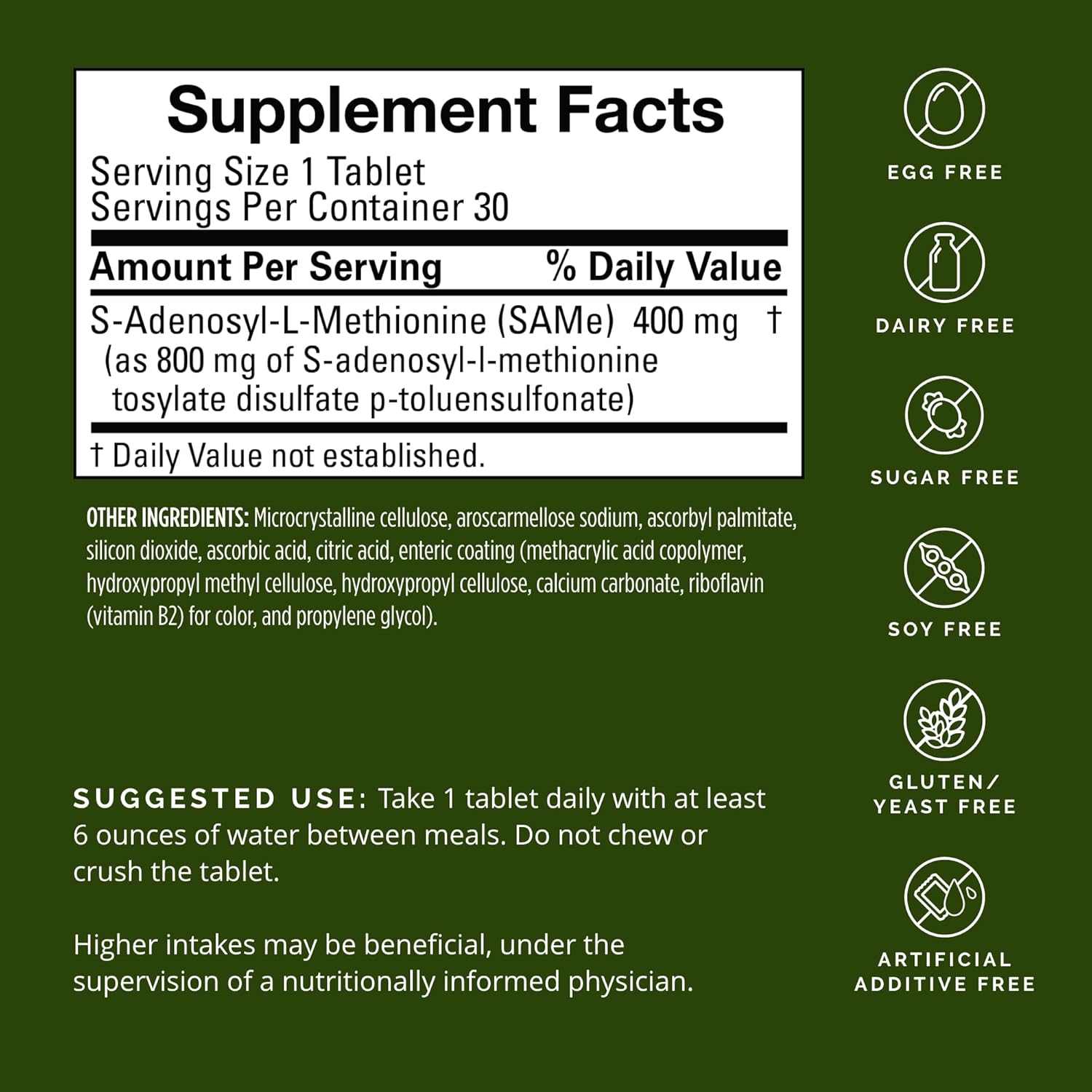 BRAINMD Dr Amen SAMe Mood & Movement 400 - 30 Tablets - Promotes Emotional Balance, Liver Health, Joint Comfort & Mobility - Gluten Free - 30 Servings - Image 2