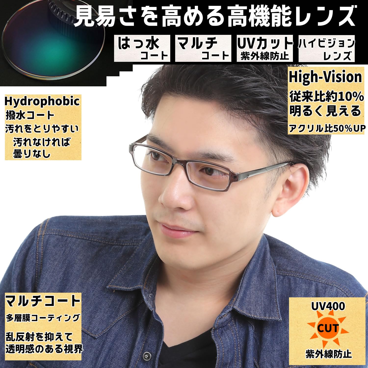 Amazon | [Netmeganecom] 眼鏡 近眼 近視 度付き メガネ