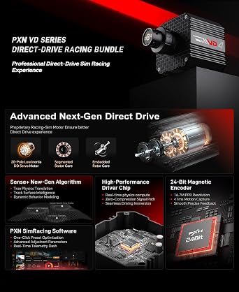 PXN VD4 Direct Drive Racing Wheel Bundle, 4Nm Force Feedback, for Windows
