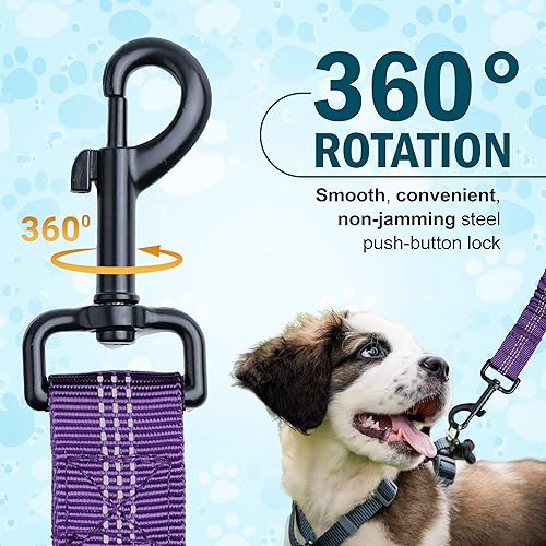Miniatura 4 de Correa de perro manos libres con cinturón  Bungee sin tirones, asas acolchadas dobles y bolsa con cremallera para correr, caminar y entrenar  Correa