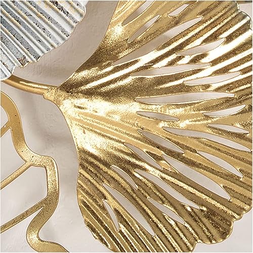 Miniatura 5 de Reloj de pared de hoja de ginkgo 3D, silencioso, moderno, grande, de metal, decorativo, grande, para cocina, hogar, dormitorio