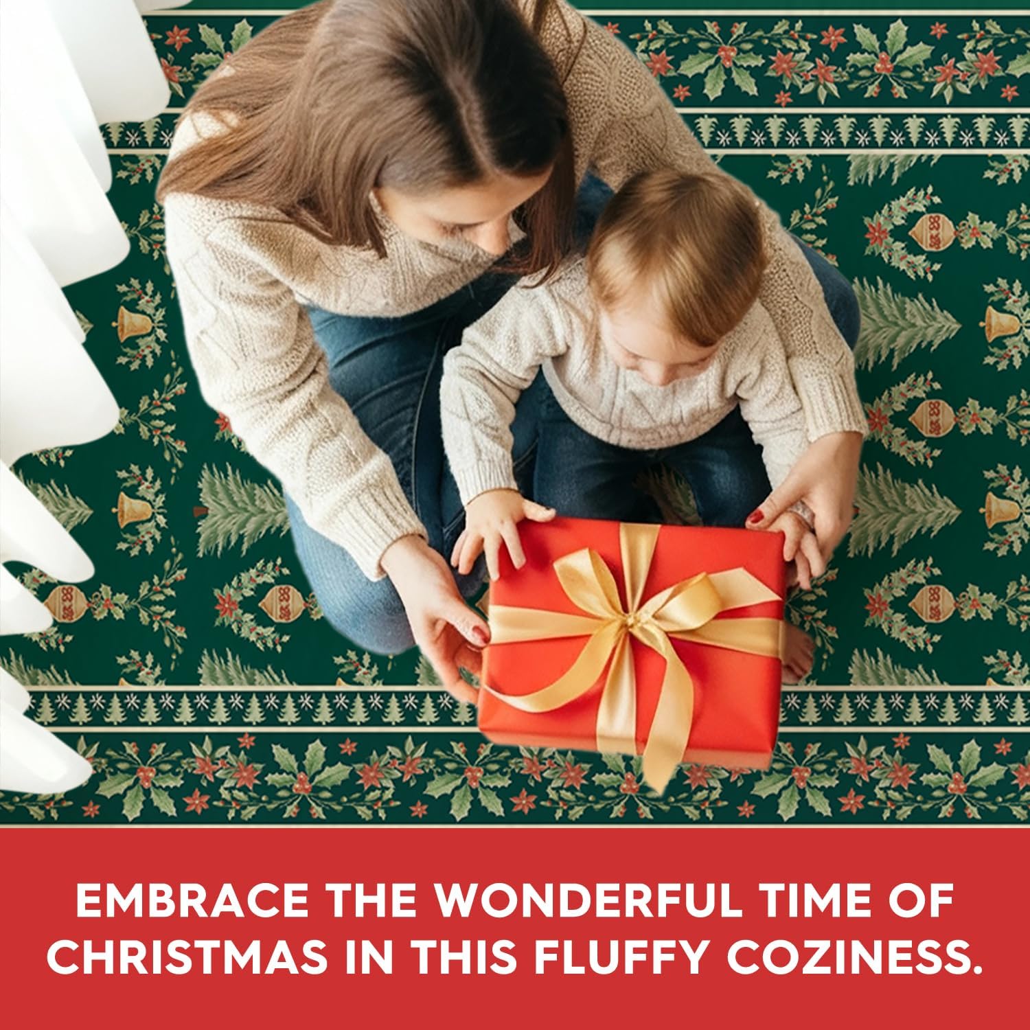 Artoid Mode Green Xmas Tree Mistletoe Christmas Runner Rug, Winter Home Decor Low-Profile Non-Slip Washable Carpet Runner for Hallways Kitchen Laundry Bedroom Bathroom 2x6 Feet - Image 5