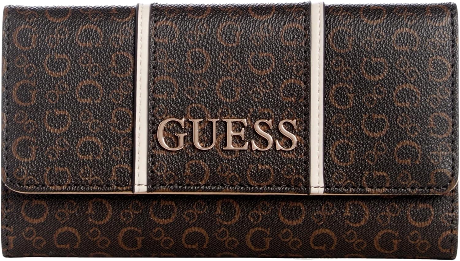 GUESS Women's Zadora Brown Trifold Wallet Clutch Bag