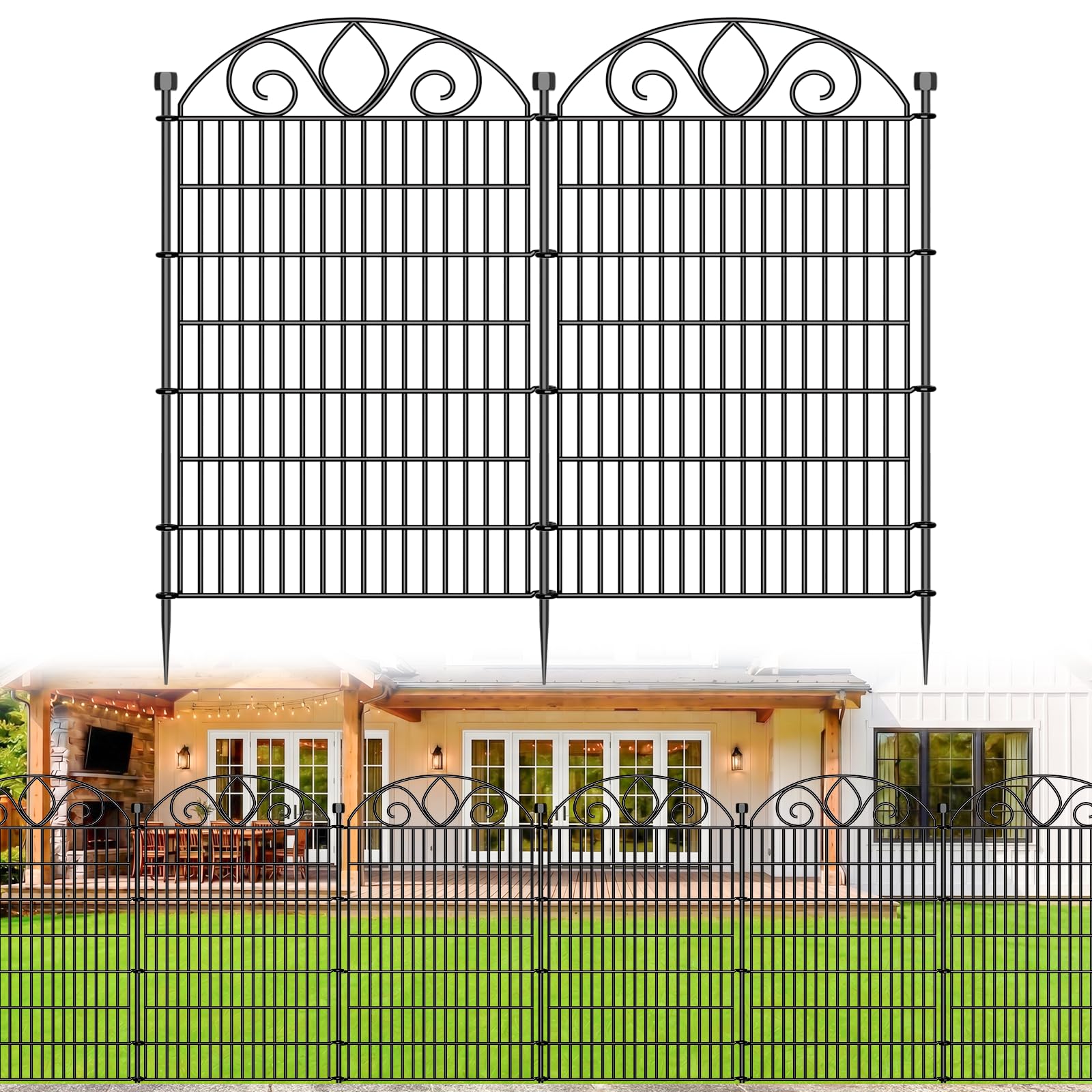 No Dig Garden Fence Outdoor for Yard, 10 Panels