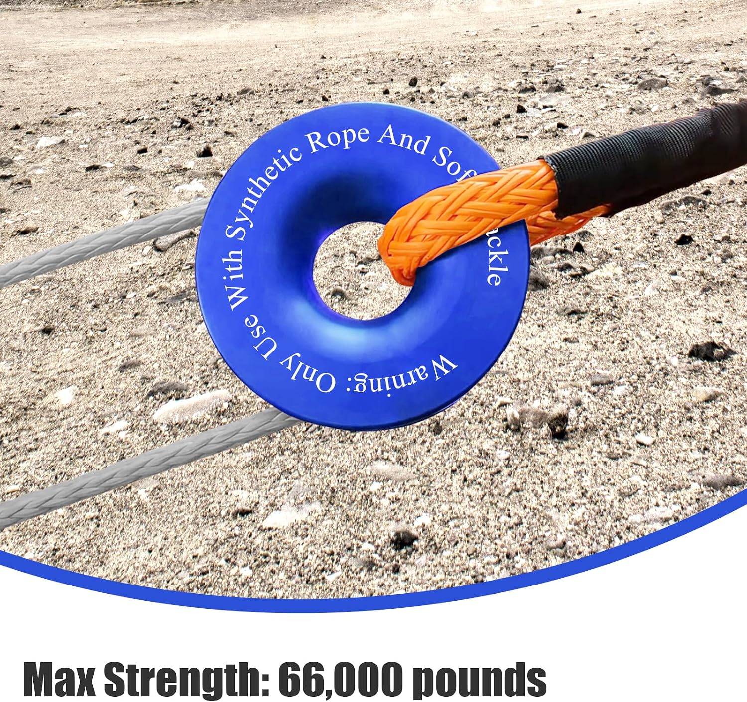 Recovery Ring 66,000 lbs for Winch Snatch Compatible for SUV UTV ATV Off-Road Vehicle and Truck Pulley Towing Ring for Synthetic Rope and Soft Shackle - Blue