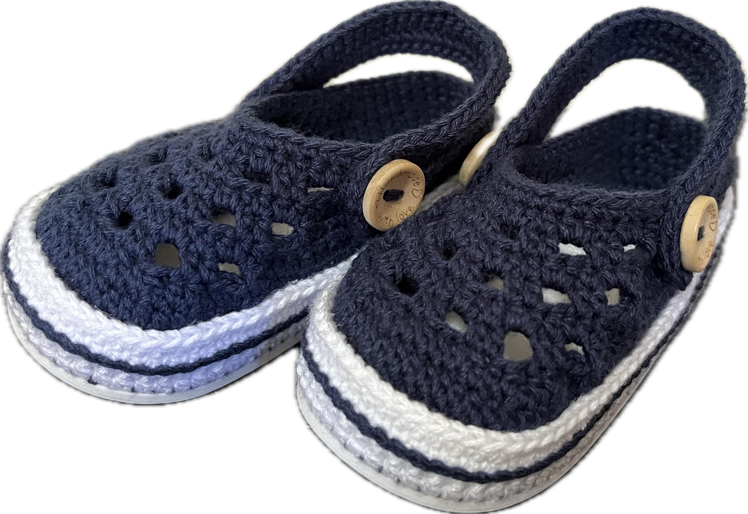 Bambini Zoccoli e Sabot Pantofole Unisex. Stivaletti per neonata realizzate all'uncinetto o all'uncinetto. Stivaletti con bottone e rifinitura, disponibili in tutte le taglie bimbo da 0 a 12 mesi
