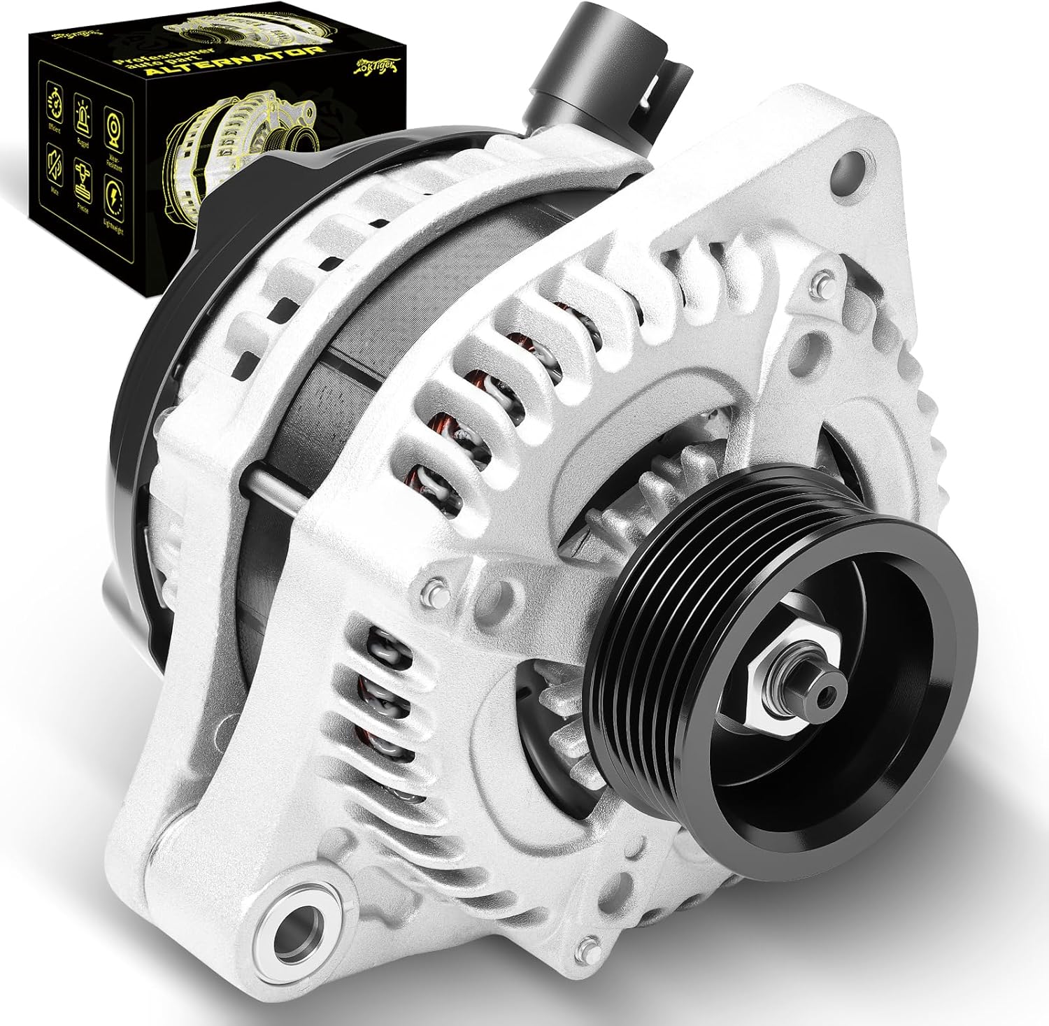 Oktiger Upgraded Alternator Compatible with Honda Pilot 2009-2011 Odyssey 2008-2010 for Ridgeline 2009-2011 3.5L, for Acura Mdx Rl Tl Tsx Zdx, 12V 130A Clockwise 6-Groove Pulley, OE 31100-RGW-A01