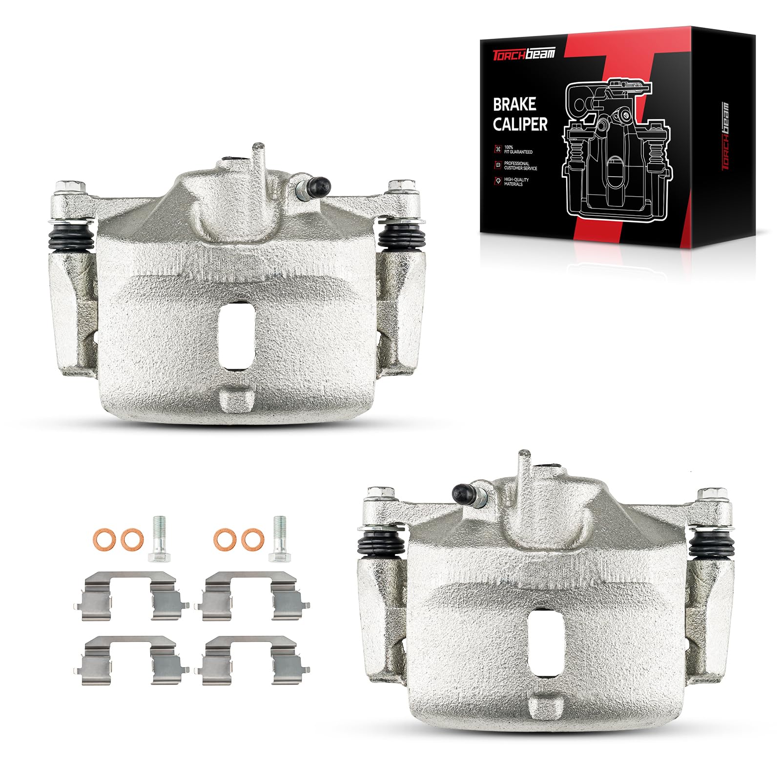 Torchbeam 2PCS Front Driver and Passenger Side Brake Caliper For Honda for 2006-2011 Civic 1.8L, 2001-2005 Civic 1.7L, 1996-2000 Civic 1.6L, Insight, Disc Brake Caliper Assembly # 19B1832+19B1833