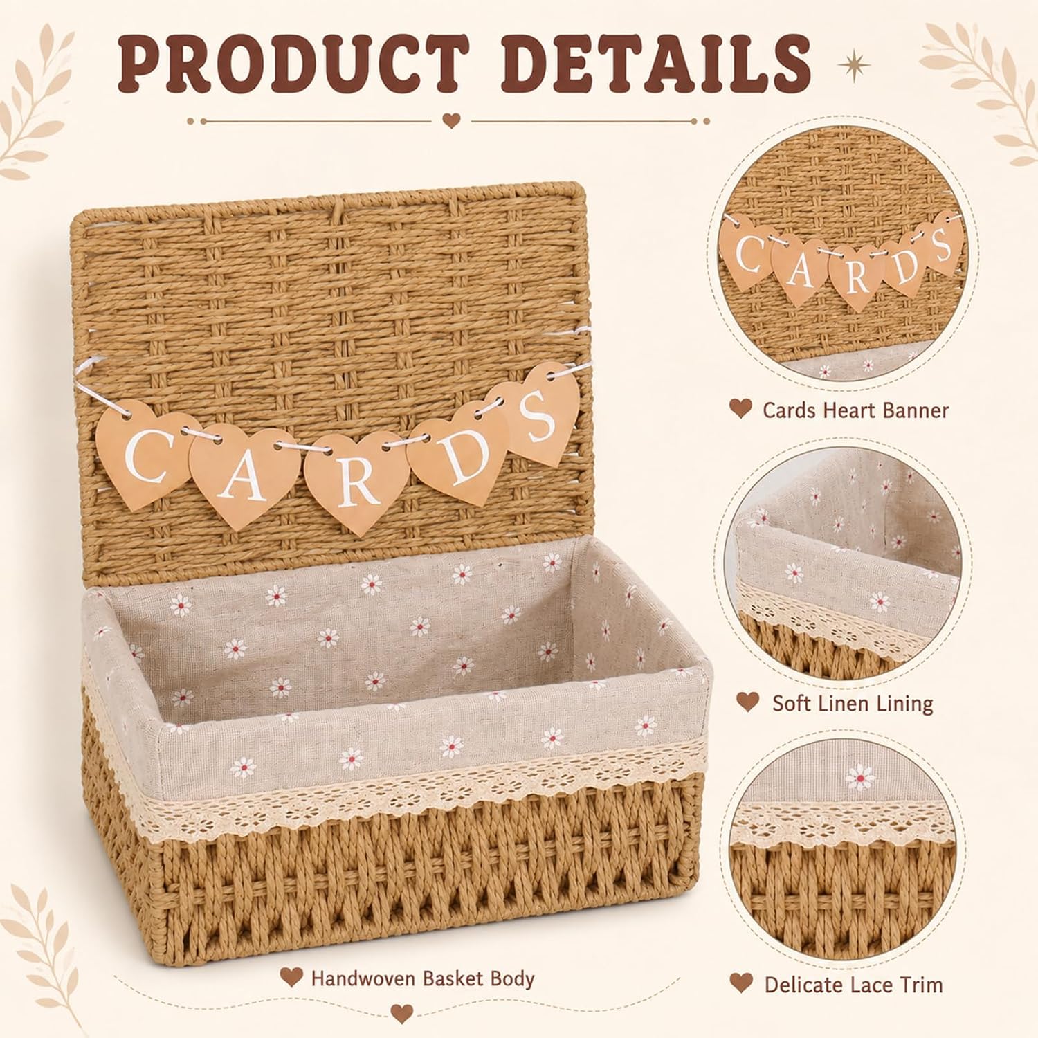 Whaline Wedding Card Box with Letter Flag