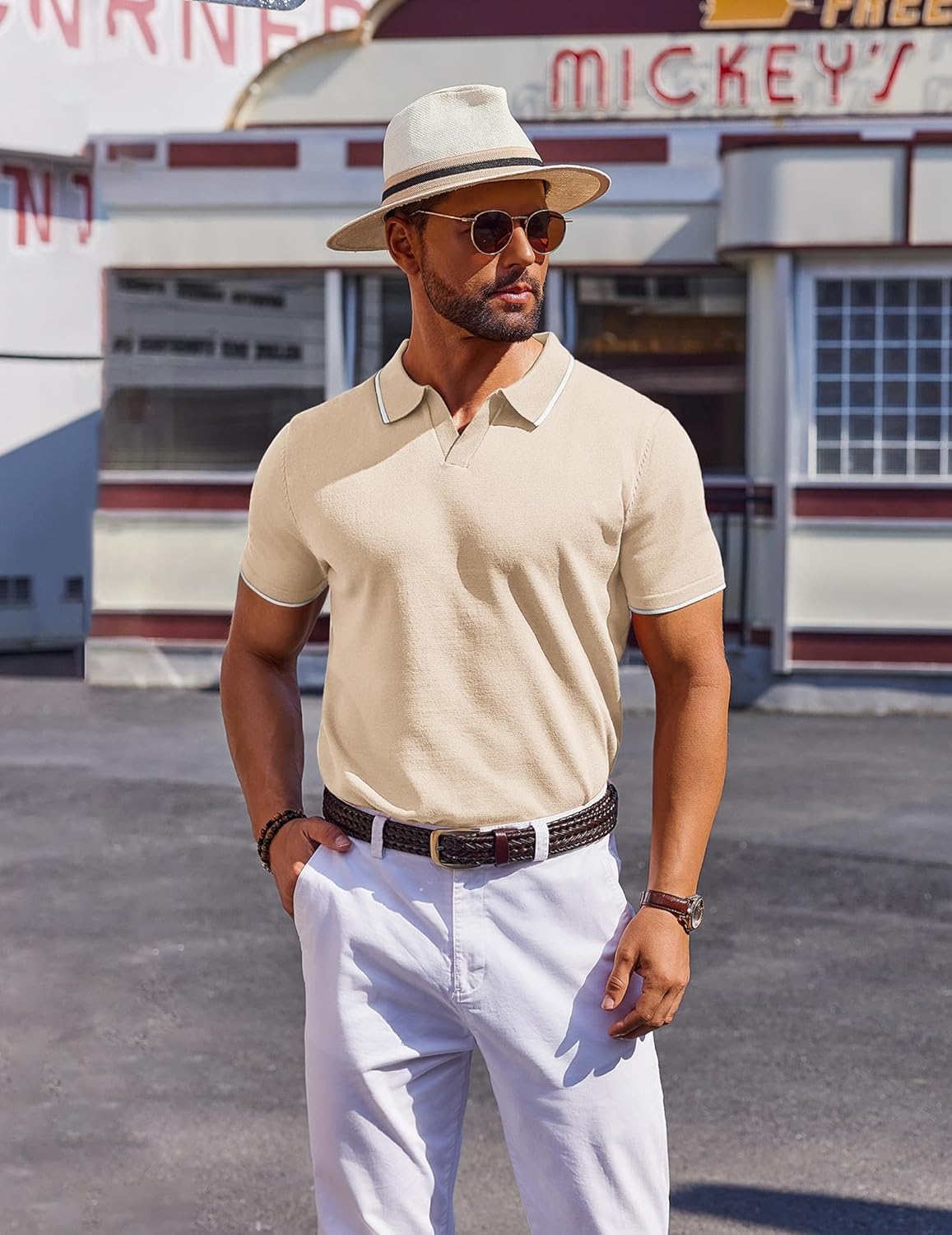COOFANDY Mens Polo Shirts Short Sleeve Casual Knit Polo Shirt Vintage Golf T Shirts Old Money Tops - Image 5