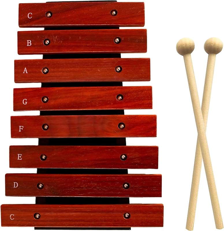 Xilófono profesional de madera de 8 teclas con 2 mazos, instrumento de percusión afinado en concierto para músicos, estudio y decoración del hogar
