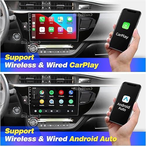 Miniatura 2 de Para Corolla Android Radio pantalla táctil compatible con Carplay Android Auto, reproductor de medios de navegación Bluetooth estéreo para coche GPS