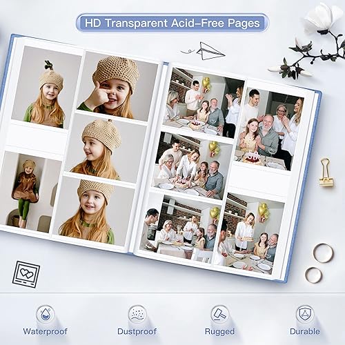 Vista 21 de popotop Álbum de fotos de 4 x 6 – 100 fotos libros con 100 bolsillos verticales, álbumes de cubierta de lino para familia, boda, aniversario, fotos