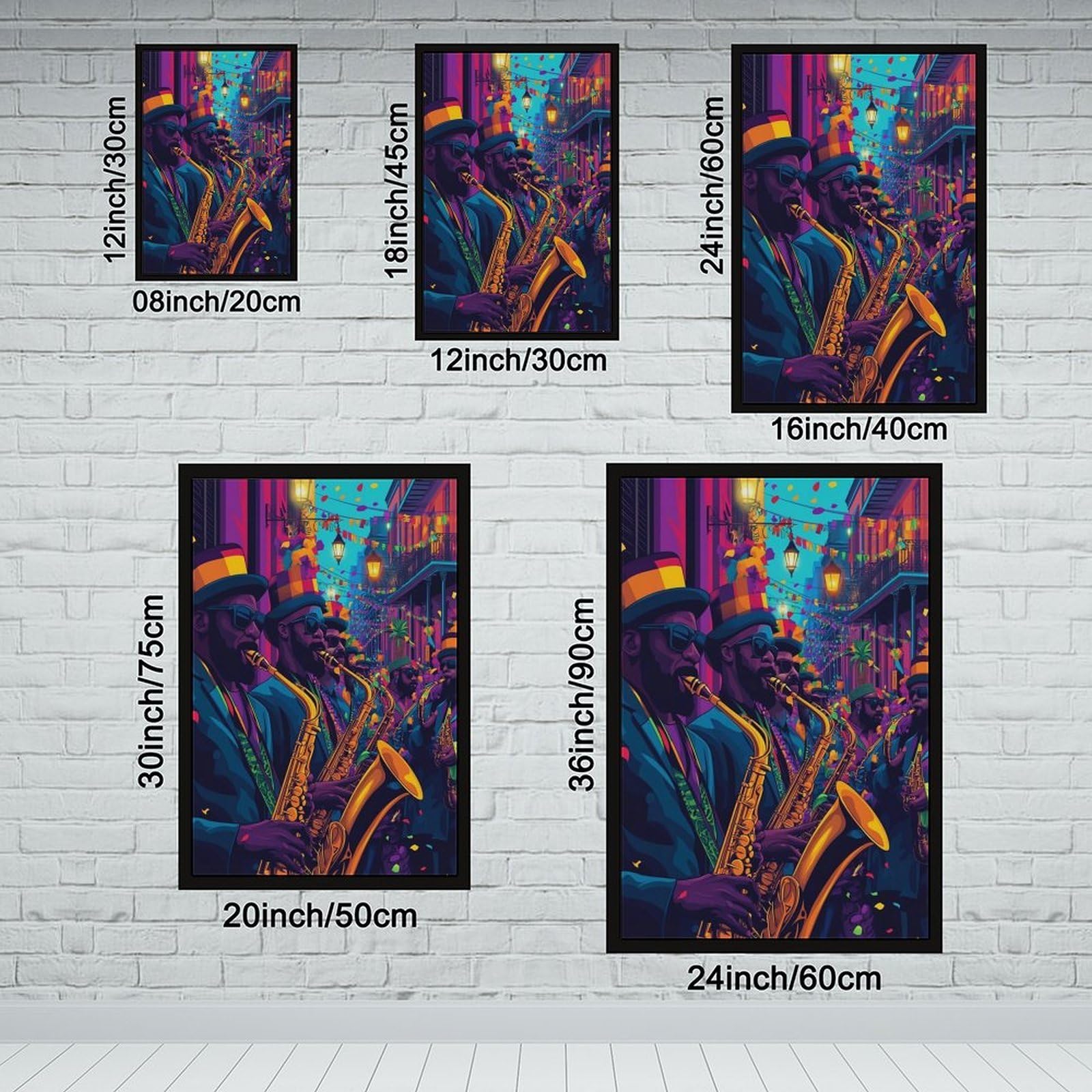 LXWNZE Mardi Gras Jazz Band Art, New Orleans Music Festival Canvas Poster Decorazione Camera da Letto Paesaggio Ufficio Camera Decorazione Regalo 40,6 cm L x 61 cm W