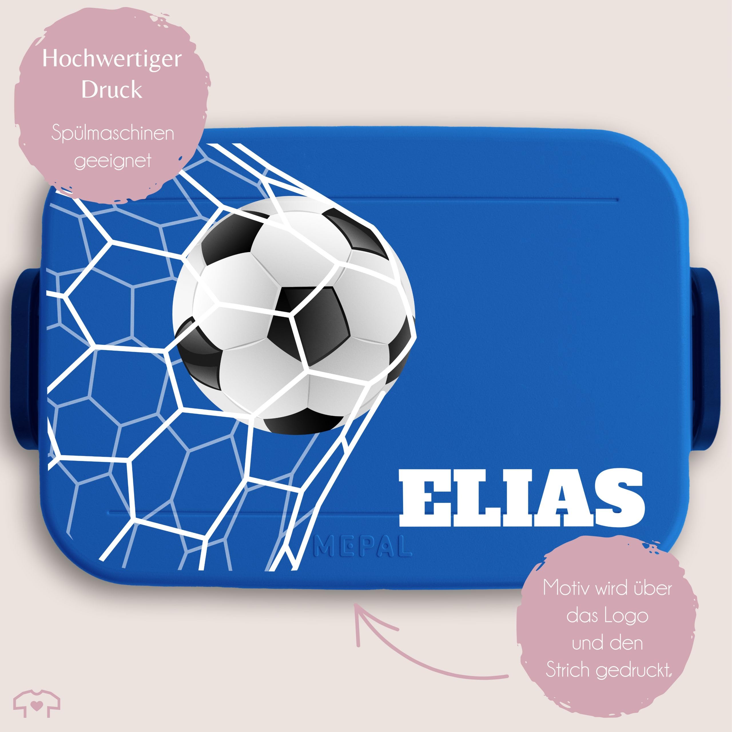 Kinder Bento Box Midi Lunchbox Mepal Bentobox - Fussball Brotdose personalisiert | Kleine Geschenke für Fußballfans | Fußballgeschenk mit Namen | Fußball Fanartikel | Coole Fussball Geschenke