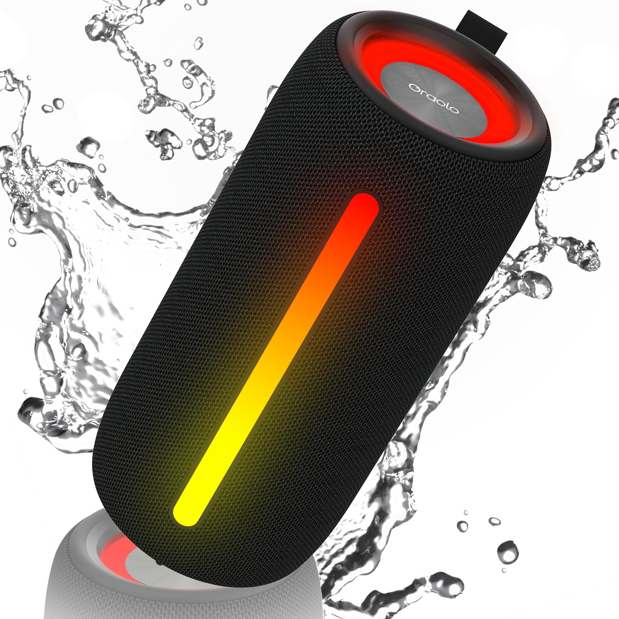 oraolo Bluetooth Lautsprecher Speaker Tragbarer Musikbox | RGB Lichtshow IPX6 Wasserdicht 30 Stunden Akkulaufzeit für Zuhause Radfahren Party