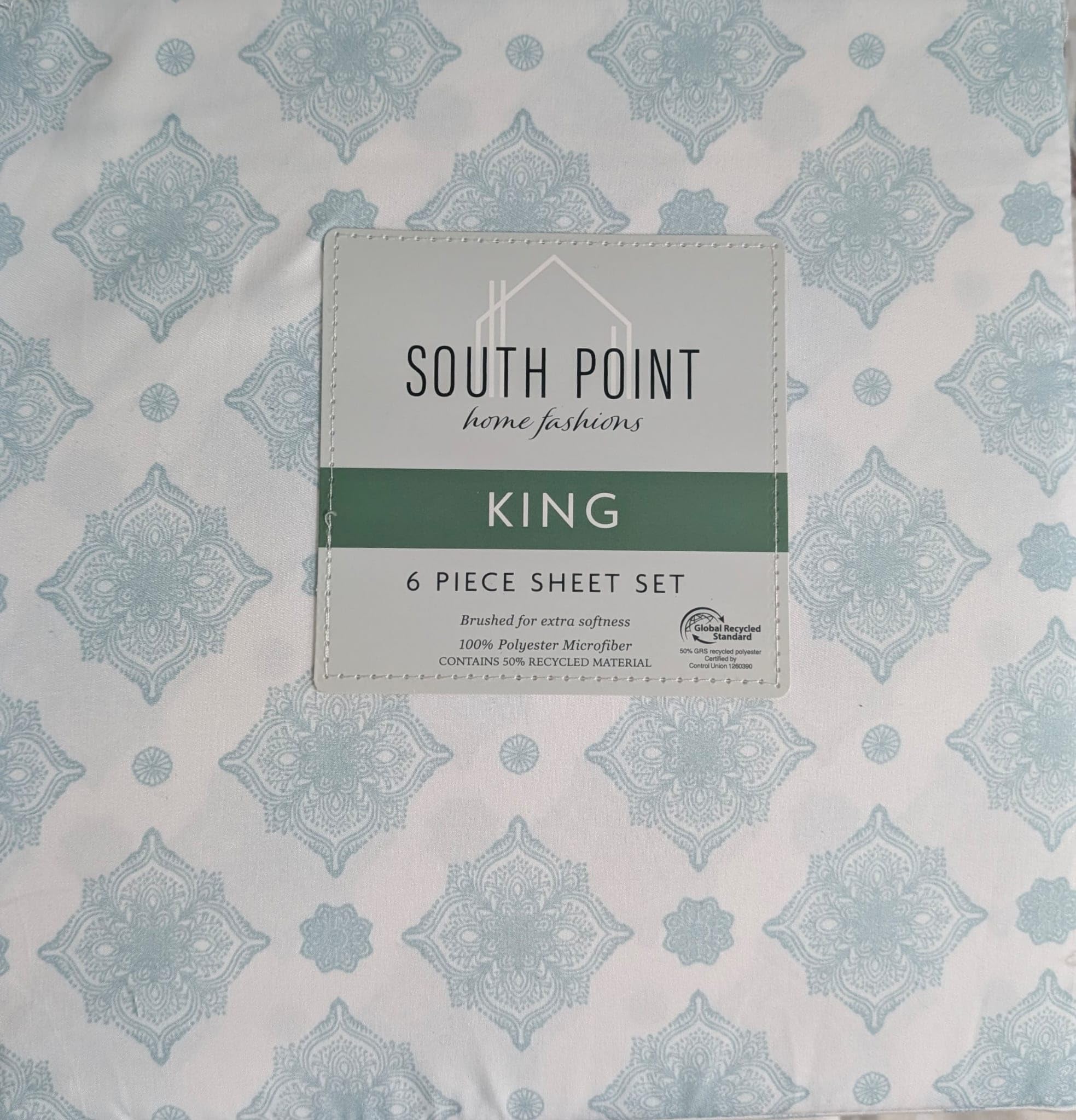 6-Piece Printed Sheet Set - Queen/King | 17" Extra Deep | Cool, Crisp, Breathable Bed Sheets - Brushed for Softness (Bombay Medallion, Queen (U.S. Standard))