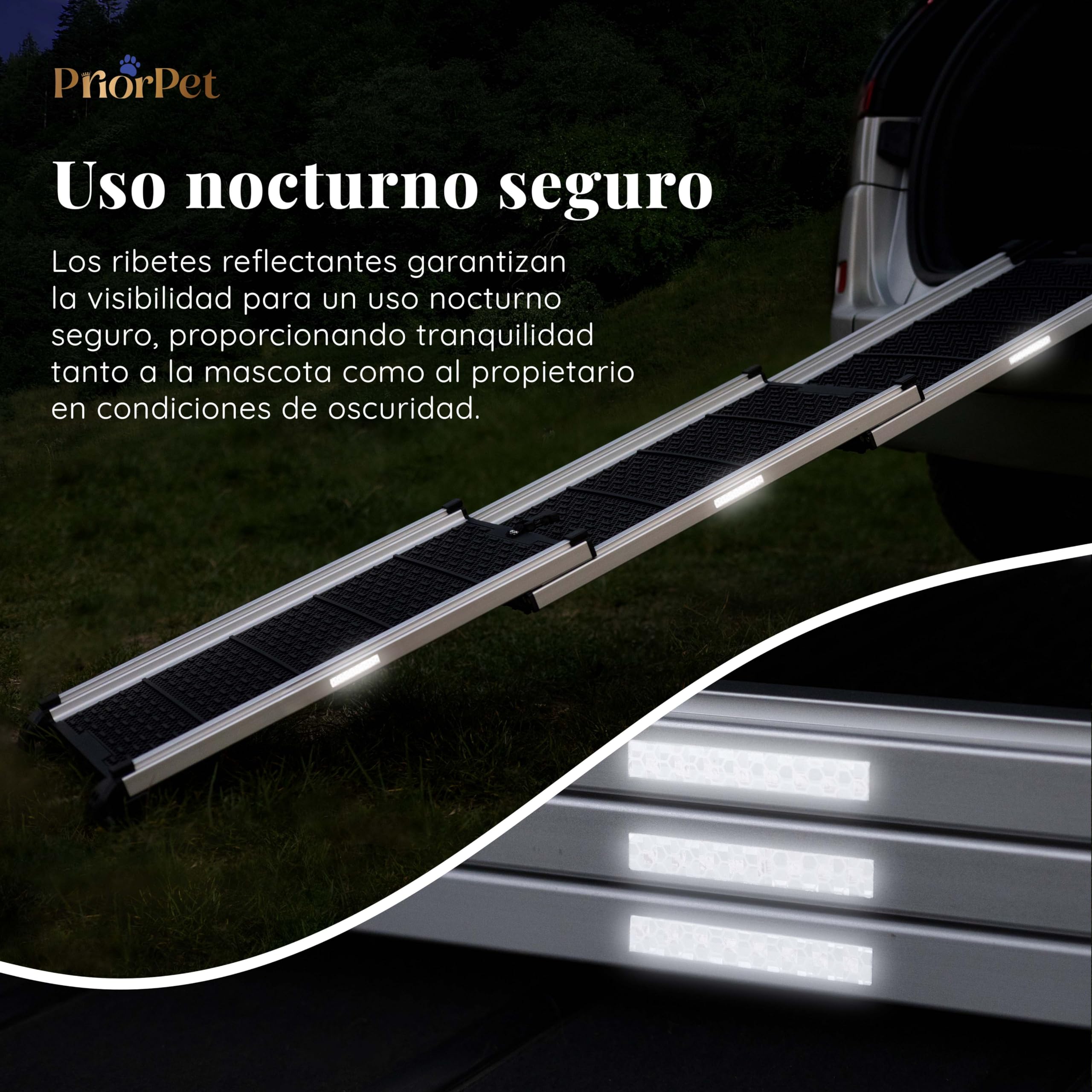 Rampa para Perros para Coche, Todoterreno - Rampas telescópicas Extensibles para Perros Grandes- Estable - Antideslizante- 90 kg de Capacidad - Escalera Ligera para Perros - Clip de fijación - Negro