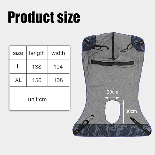 Miniatura 3 de FSUHHIAD Eslinga de elevación universal de cuerpo completo con apertura de tocador eslingas grandes de malla de poliéster para elevadores de