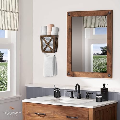 Miniatura 7 de Autumn Alley Farmhouse Decor - Toallero de mano rústico para pared de baño, para pared de cocina con almacenamiento de madera, añade encanto a tu