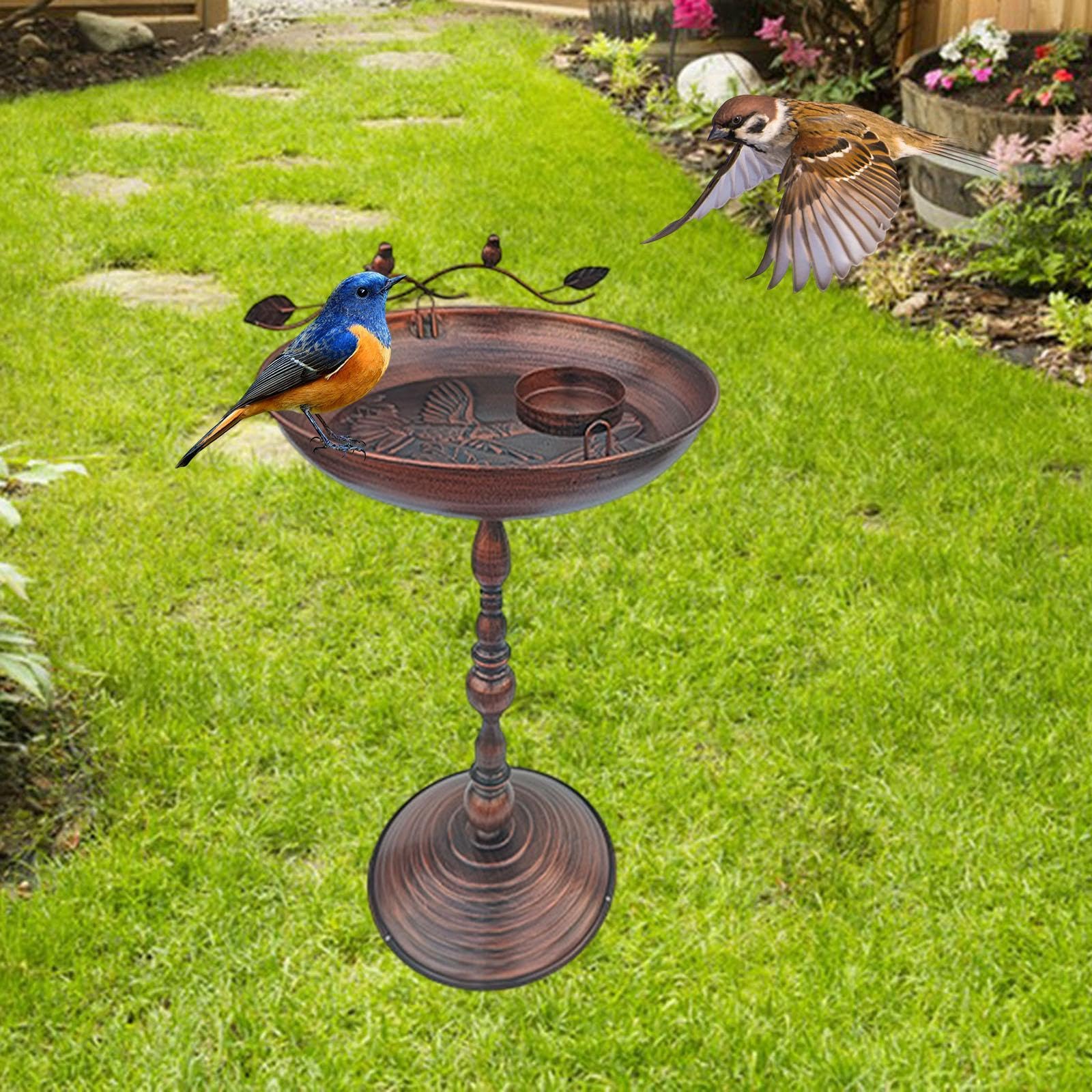 Qianly Outdoor Metall Vogel Vogelhäuschen für Den Gartengebrauch, Große Kapazität für Vogelliebhaber, Bronze