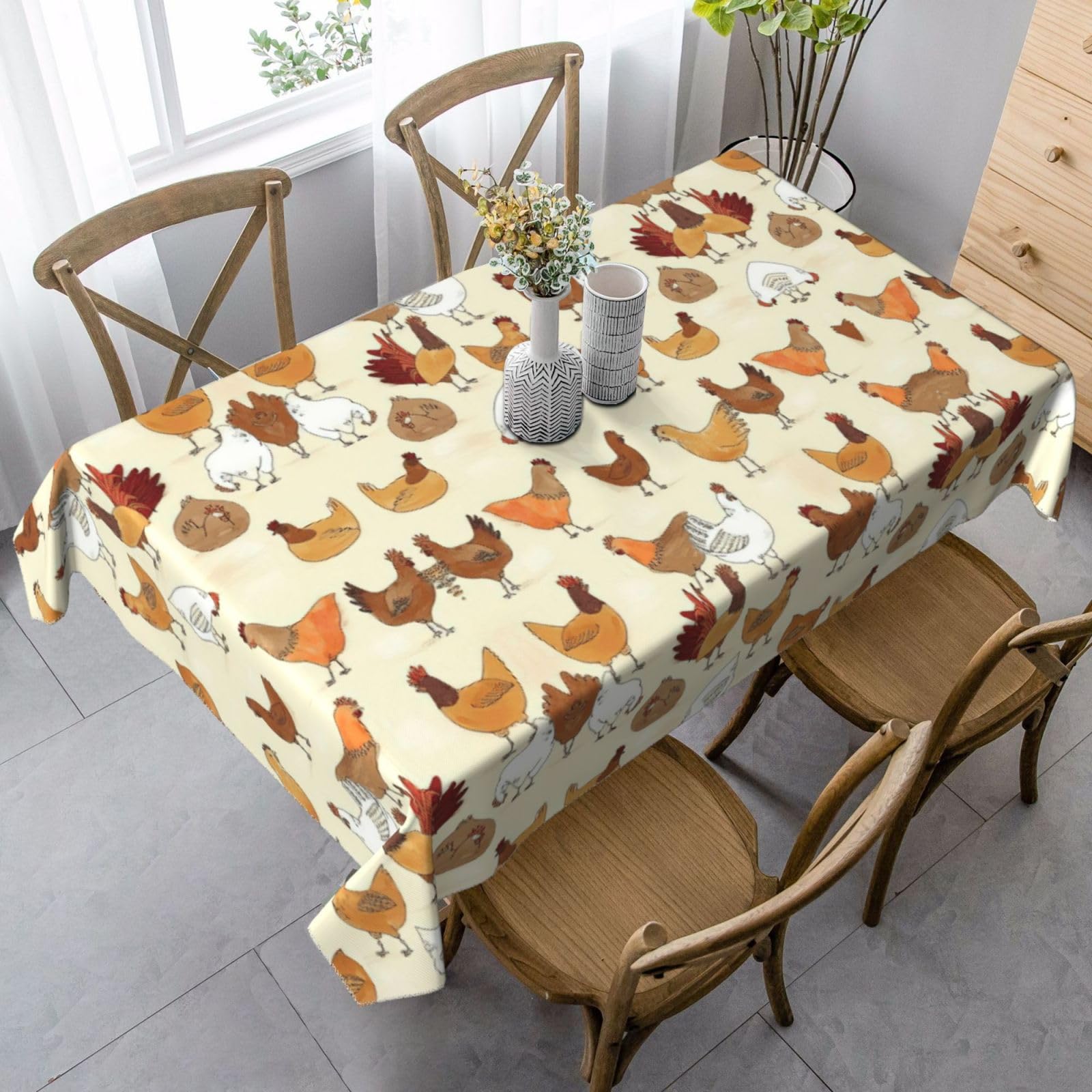 yagDAA A Brood Of Chickens Print Rectangle Tablecloth Table Cover Indoor Outdoor Dining Room Kitchen Table Cloth 140x90cm