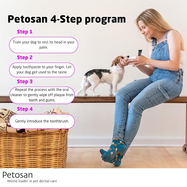 Foto 5 de 6 de Petosan Kit dental completo para perros grandes, negro, blanco