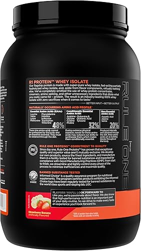 Miniatura 3 de Rule 1 R1 Proteína aislada de suero  con 0.88 oz de proteína y 0.21 oz de BCAA exclusivamente de fuentes aisladas e hidrolizadas para la