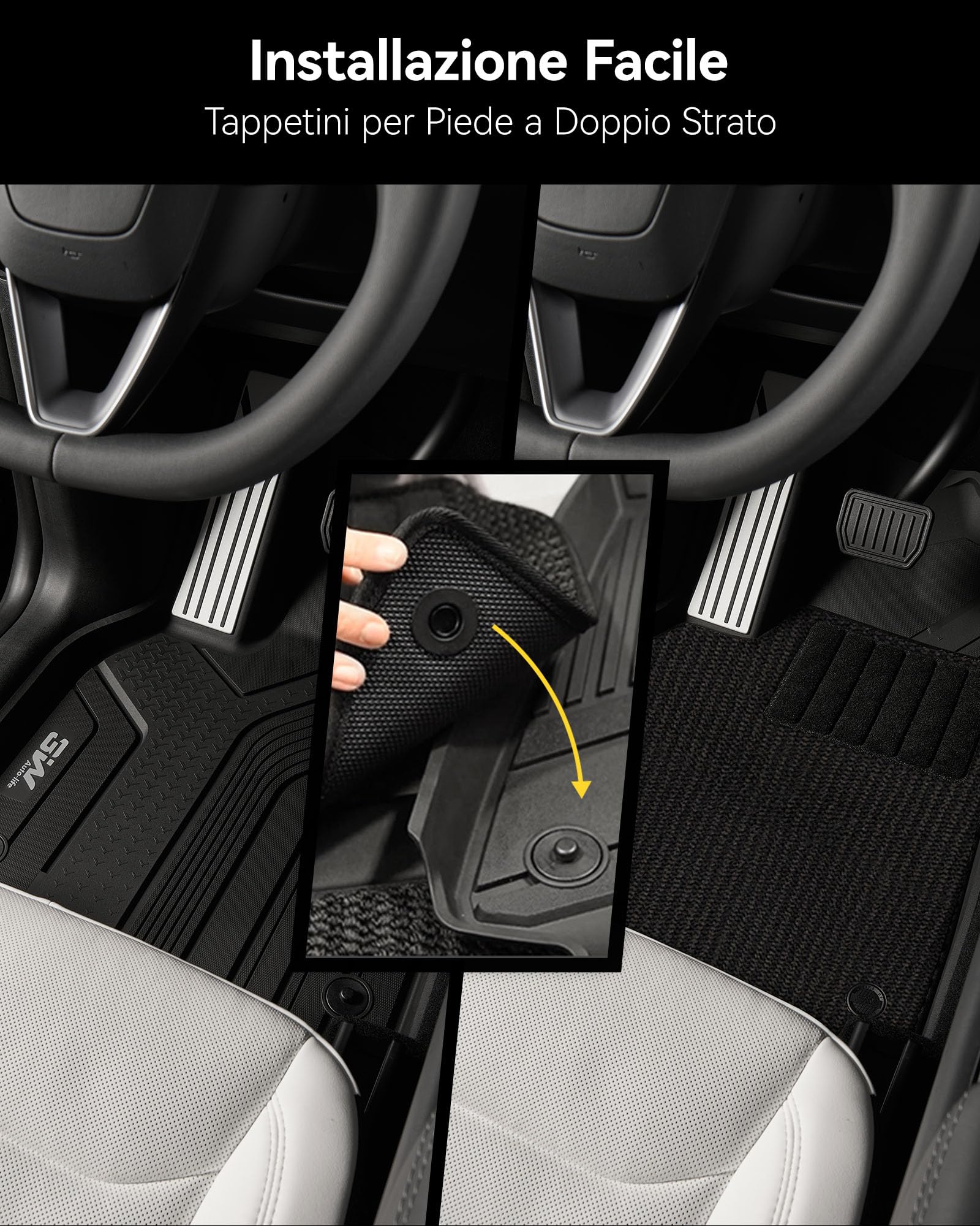 3W Set 10 di Tappetini per Tesla Model Y Juniper 2025 2026(Non per New Standard 2026) in Thorex™ (Inclusa Moquette) e Tappeti per Bagagliaio, Resistente e Tappeto Bagagliaio in TPE Antiscivolo