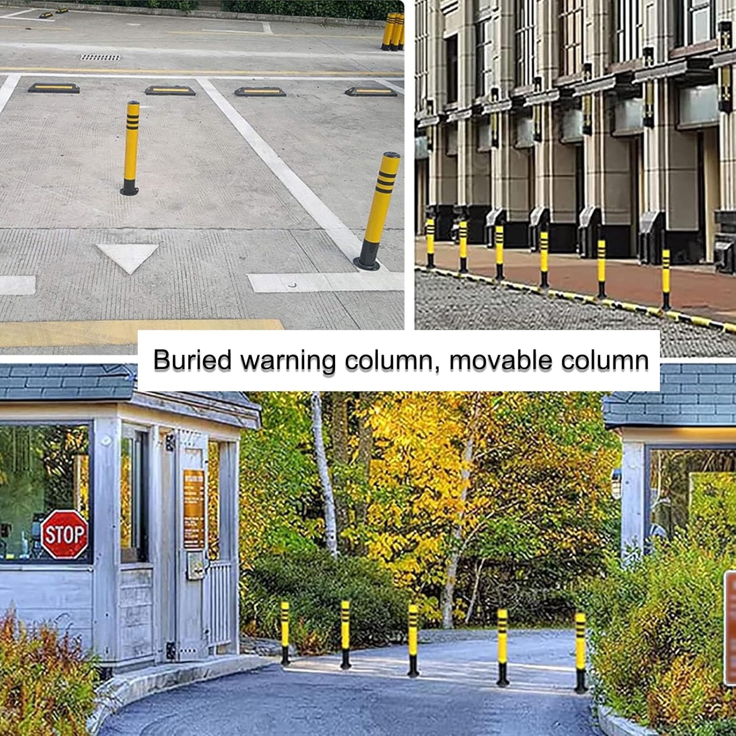 Removable Safety Bollard Post, Steel Traffic Barrier with Embedment Sleeve, Heavy Duty Security Pole for Driveways Parking Lots Road Safety