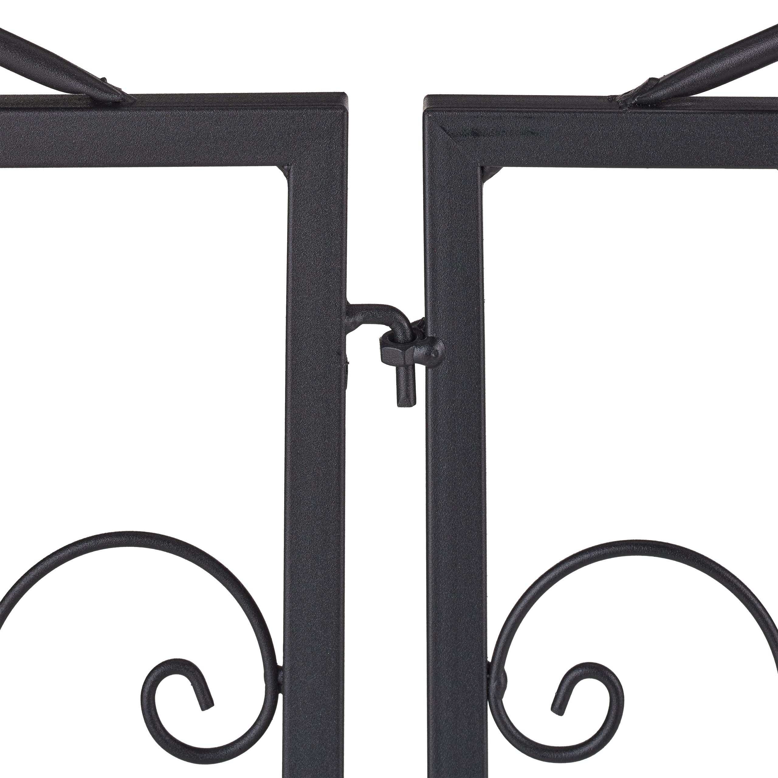 Relaxdays Barrière de Jardin décorative en métal (Fer), à Planter, Jolies Courbes, 4 éléments chacun HL 60x60 cm, Noire