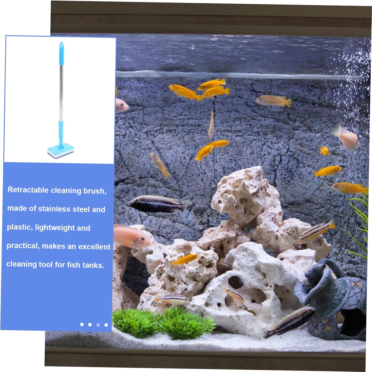 Didiseaon 2pcs Adjustable Aquarium Glass Cleaning Brush Handle for Fish Tank Maintenance and Cleaning Design