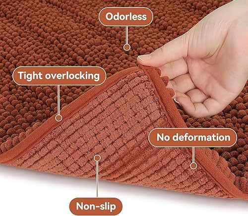 Miniatura 5 de Bcoimo Alfombra de baño de felpilla de 24 x 17 pulgadas, antideslizante, con parte trasera, ultra absorbente y lavable a máquina, diseño de secado