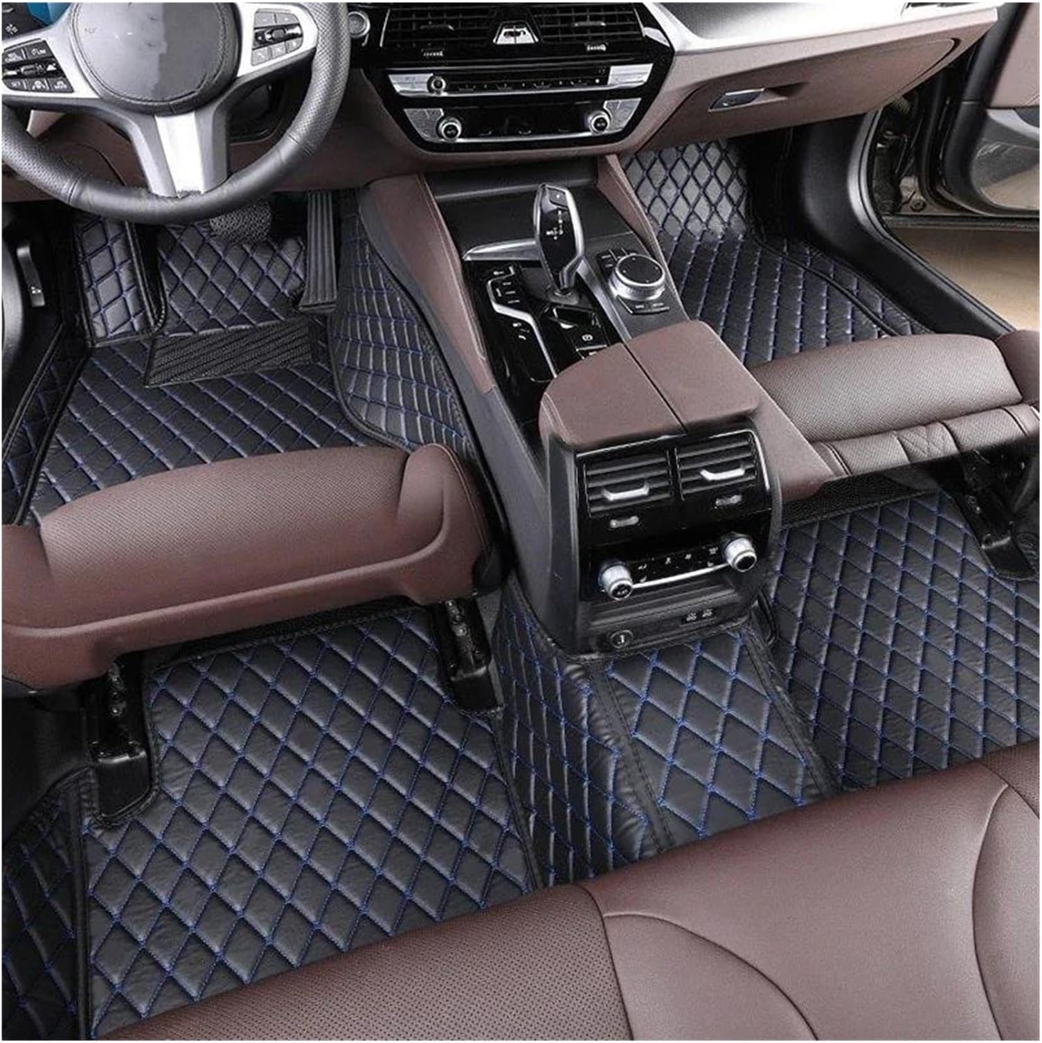 Anti Slip Mat Artificial Leather Full Coverage Car Floor Mats For Lincoln MKZ 2014 2015 2016 2017 2018 2019 2020 Accessories Anti Slip Mat Car Mats(B-Blue)