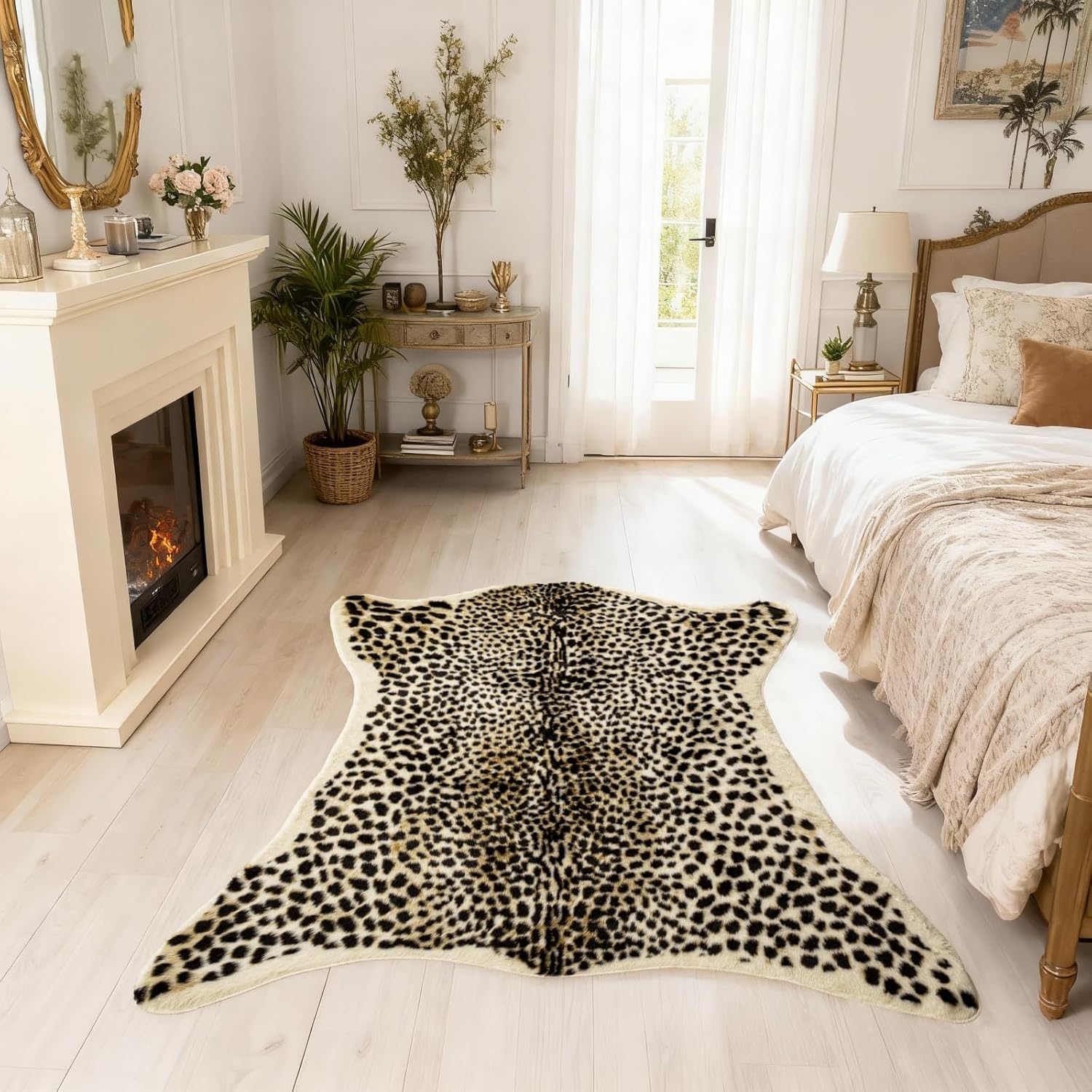Asuprui Cheetah Print Area Rug – Soft Leopard Rug Animal Print Cowhide Rug for Kids' Room Decor, Playroom or Nursery (5.3 x 6.7 Ft)