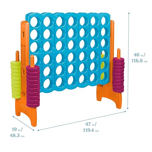 Miniatura 14 de ECR4Kids ELR-12507 - Juego Jumbo de 4 en fila, juego de patio trasero para niños, para interiores o exteriores, divertido juego para adultos
