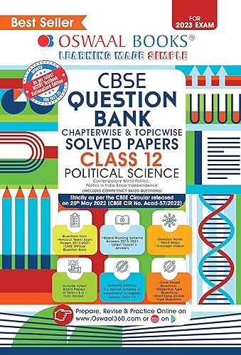Oswaal CBSE Chapterwise &amp; Topicwise Question Bank Class 12 Political Science Book (For 2022-23 Exam)