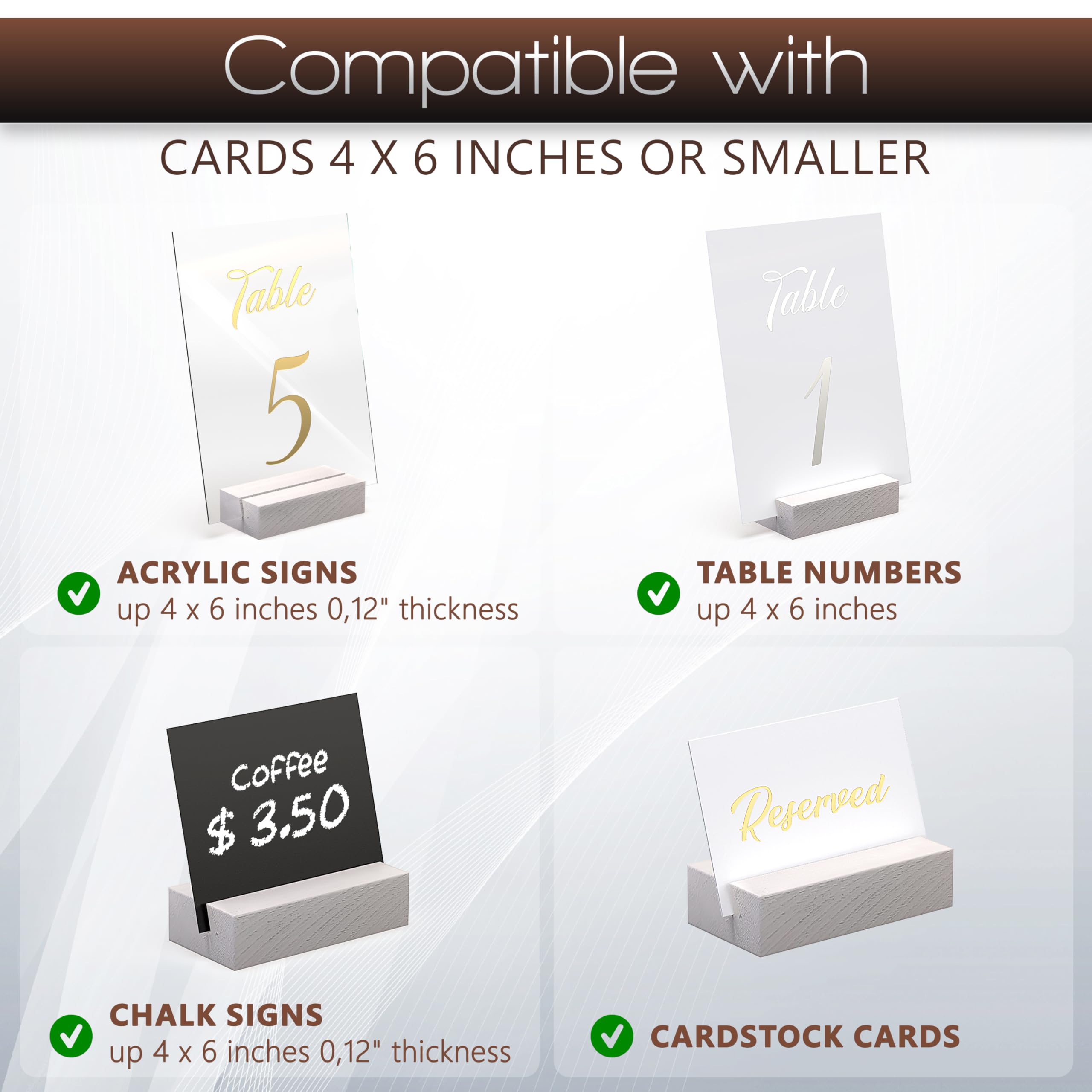 12 Pack Wood Place Card Holders - Table Number Holders - White Wooden Table Numbers Holder for Photo - Cards Display Stands for any Decor - Perfect for Cafe Wedding Shop Party Events Retail Shop Home