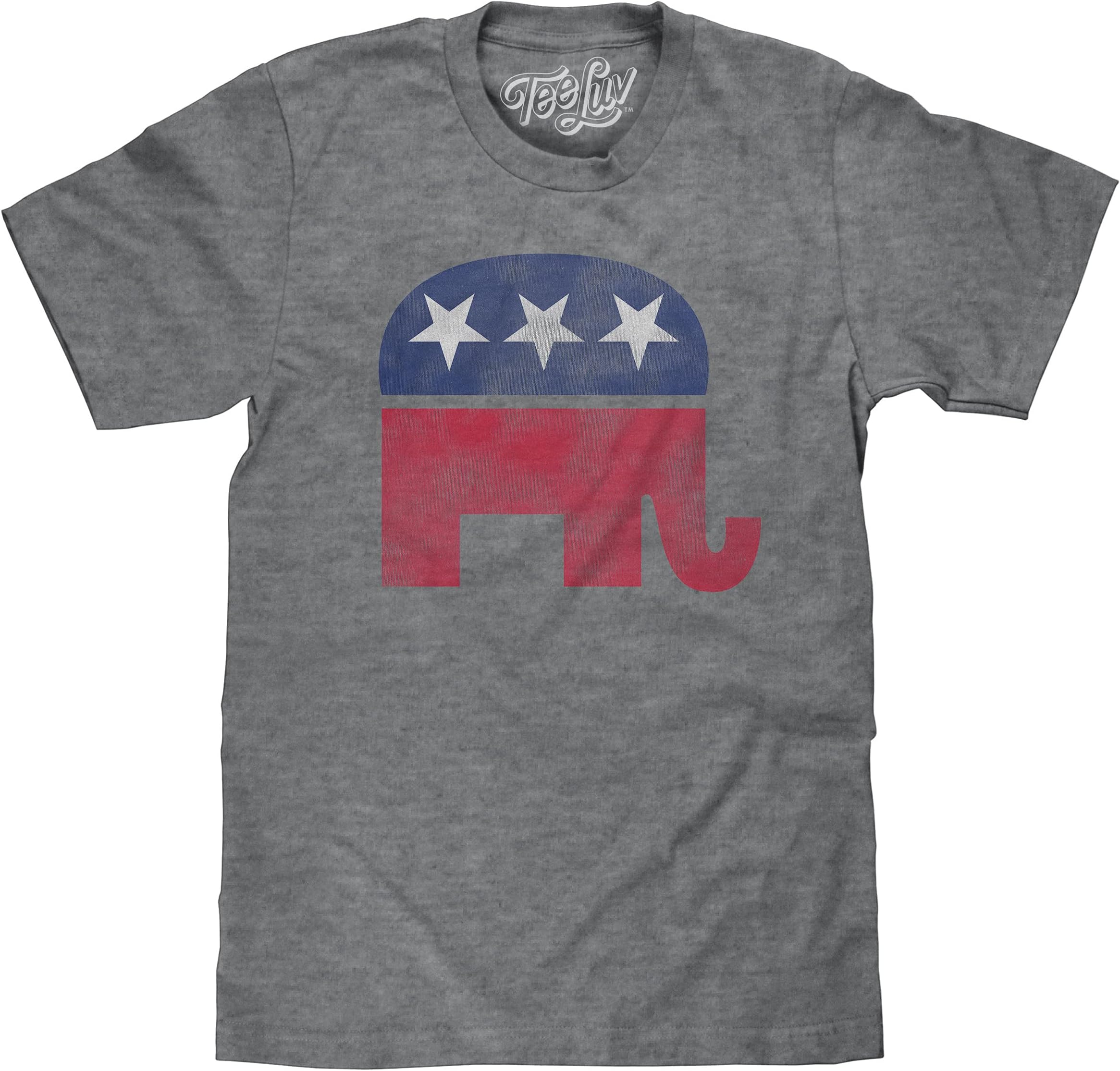 Tee Luv Republican Elephant T-Shirt - Soft Touch Grey GOP Elephant Shirt (Graphite Heather) (S)