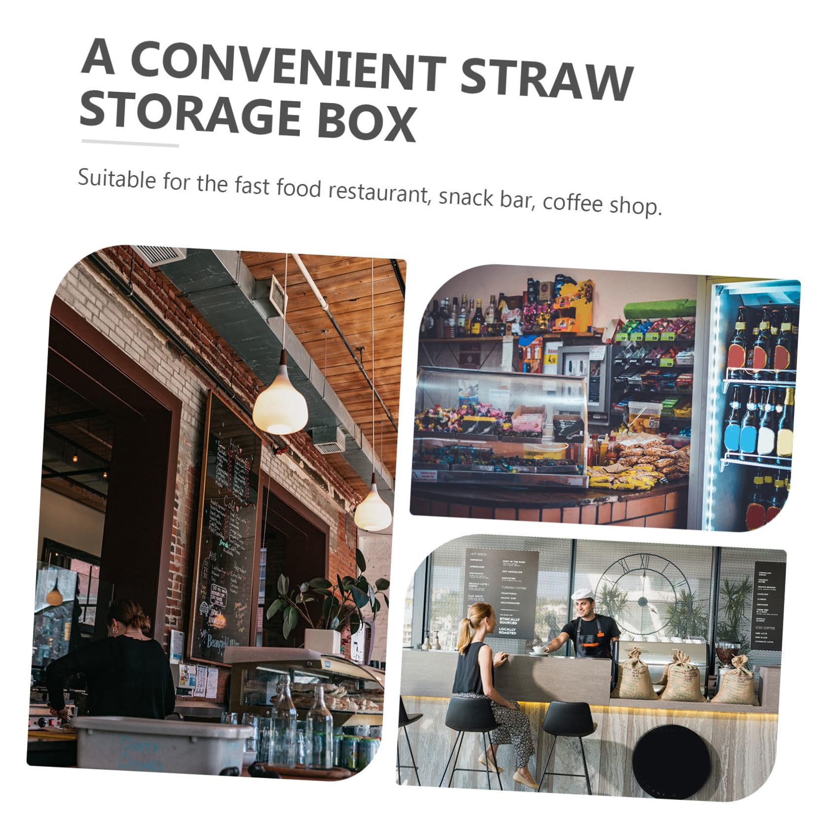 BETOOKY Aufbewahrungsbox mit Verstellbarem Auslass und Pressmechanik Geeignet für Coffeeshops und Snackbars Schwarze Strohhalmspender Kasten