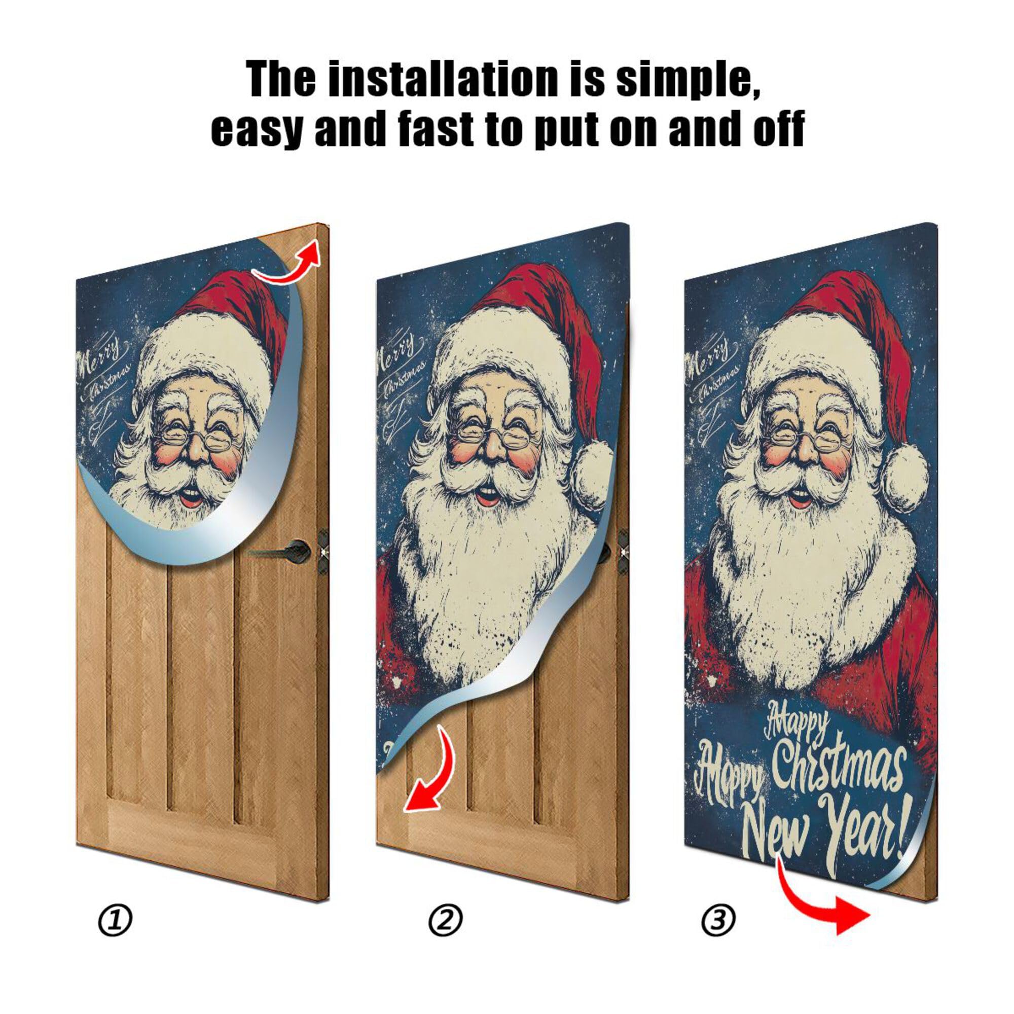 SEHANY Christmas Santa Door Cover Outdoor Decor, High Stretch Fabric Christmas Front Door Cover Christmas Banner Door Cover for Front Door Festive Party Home Decor 36 * 98inch