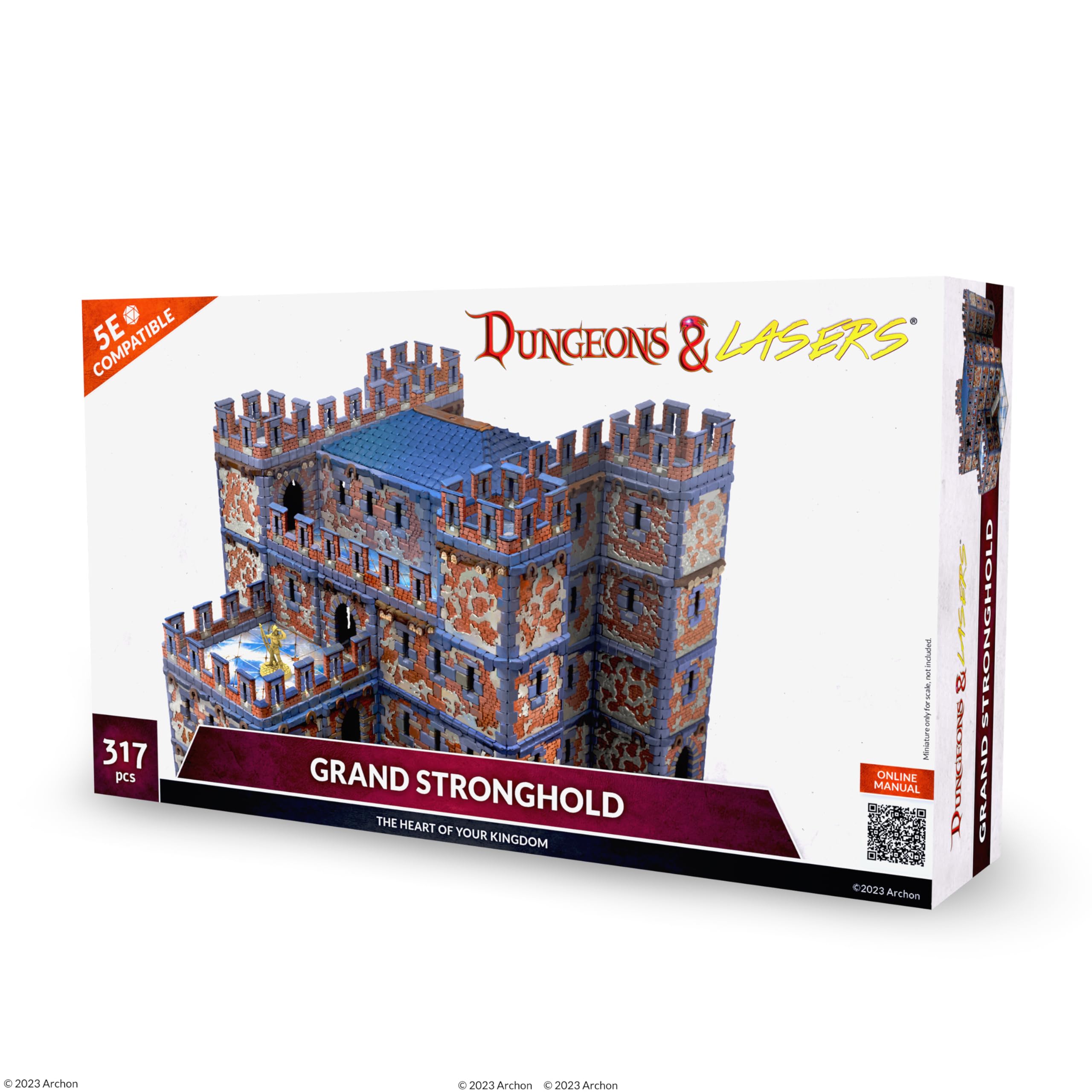 Dungeons & Lasers Grand Stronghold Terrain Set for DND and Tabletop RPG Games - 5E Compatible for 28mm - 32mm Scale Miniatures - 317 Pieces - Modular Design for Quick Assembly - from Archon Studio