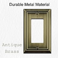 Vista 3 de Cubierta de Interruptor de Luz Decorativa Individual Placa de Pared Metálica Adler, Paquete de 4 Latón Antiguo 1 Gang Rocker Individual